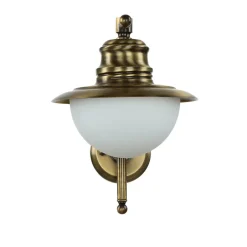 Außenwandleuchten|Rustikale Lampen*Lido Wandleuchte Außen Messing Glas Maritim Balkon Hof