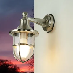 Lido Wandleuchte Außen Nickel Echt-Messing IP64 Hof< Metall Lampen|Messinglampen