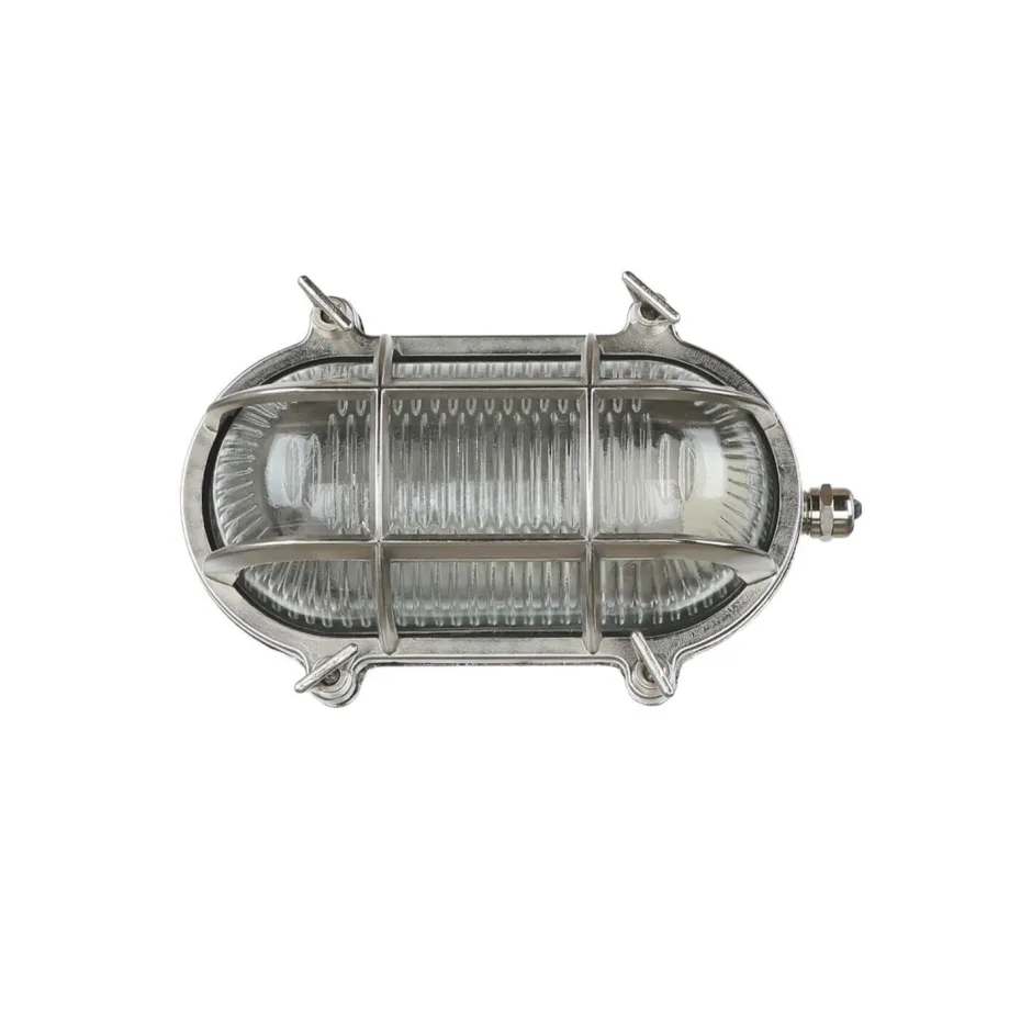 Rustikale Lampen|Metall Lampen*Lido Wandleuchte Außen Nickel Maritim IP64 Echt-Messing