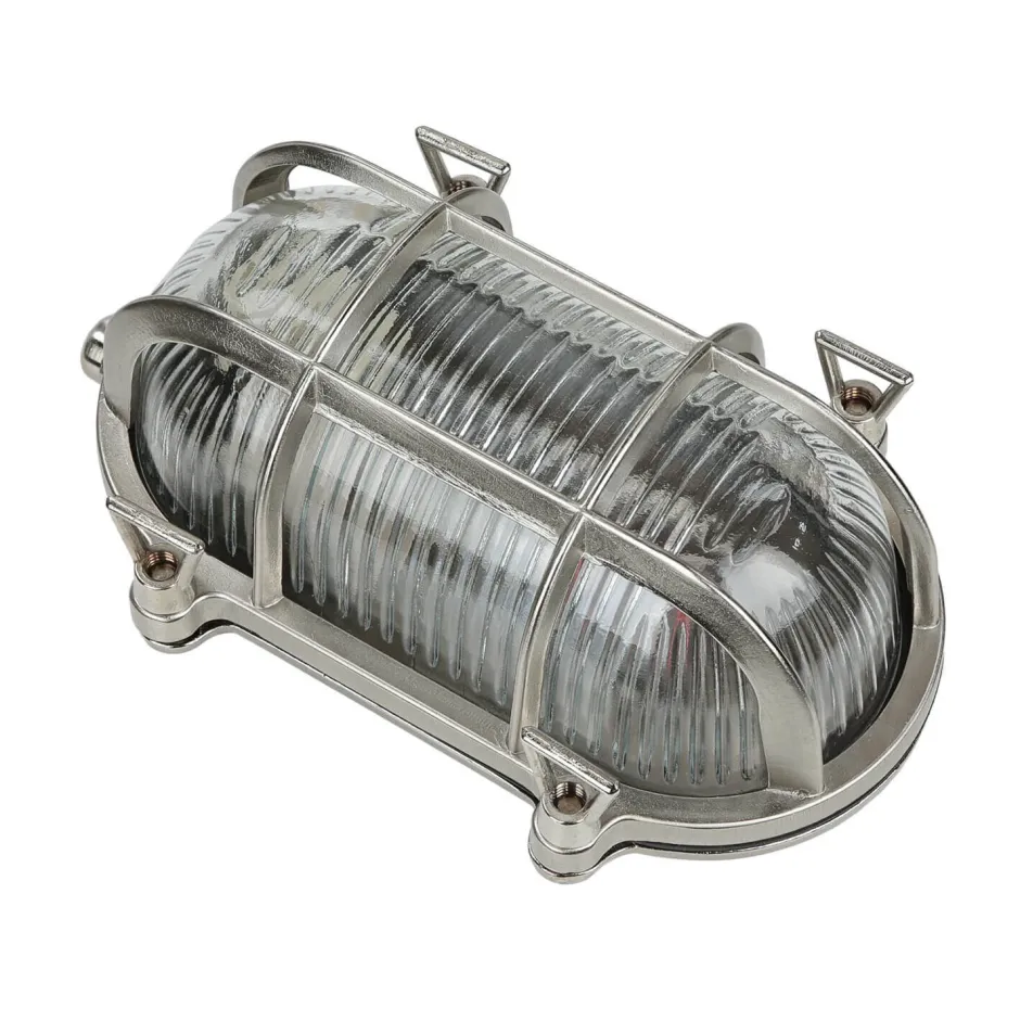 Rustikale Lampen|Metall Lampen*Lido Wandleuchte Außen Nickel Maritim IP64 Echt-Messing