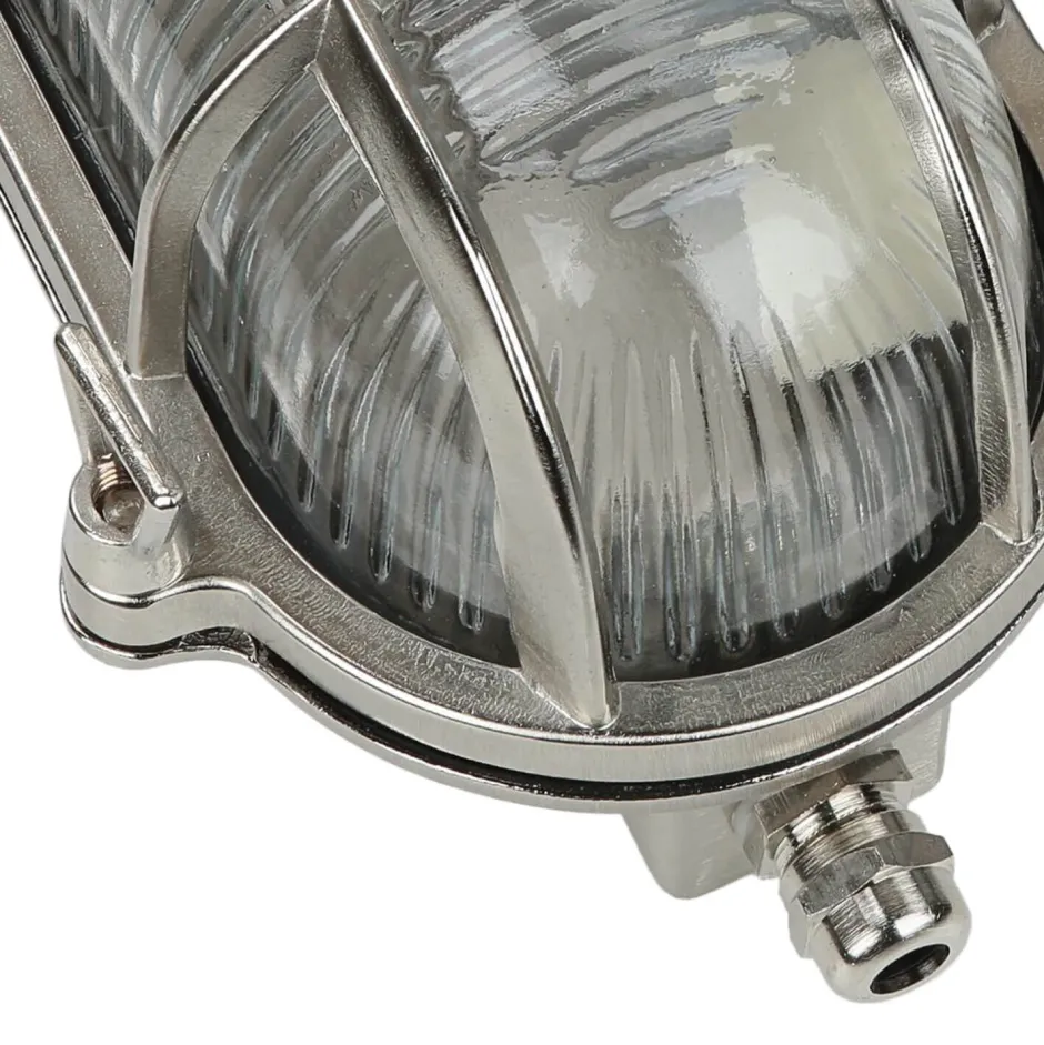 Rustikale Lampen|Metall Lampen*Lido Wandleuchte Außen Nickel Maritim IP64 Echt-Messing