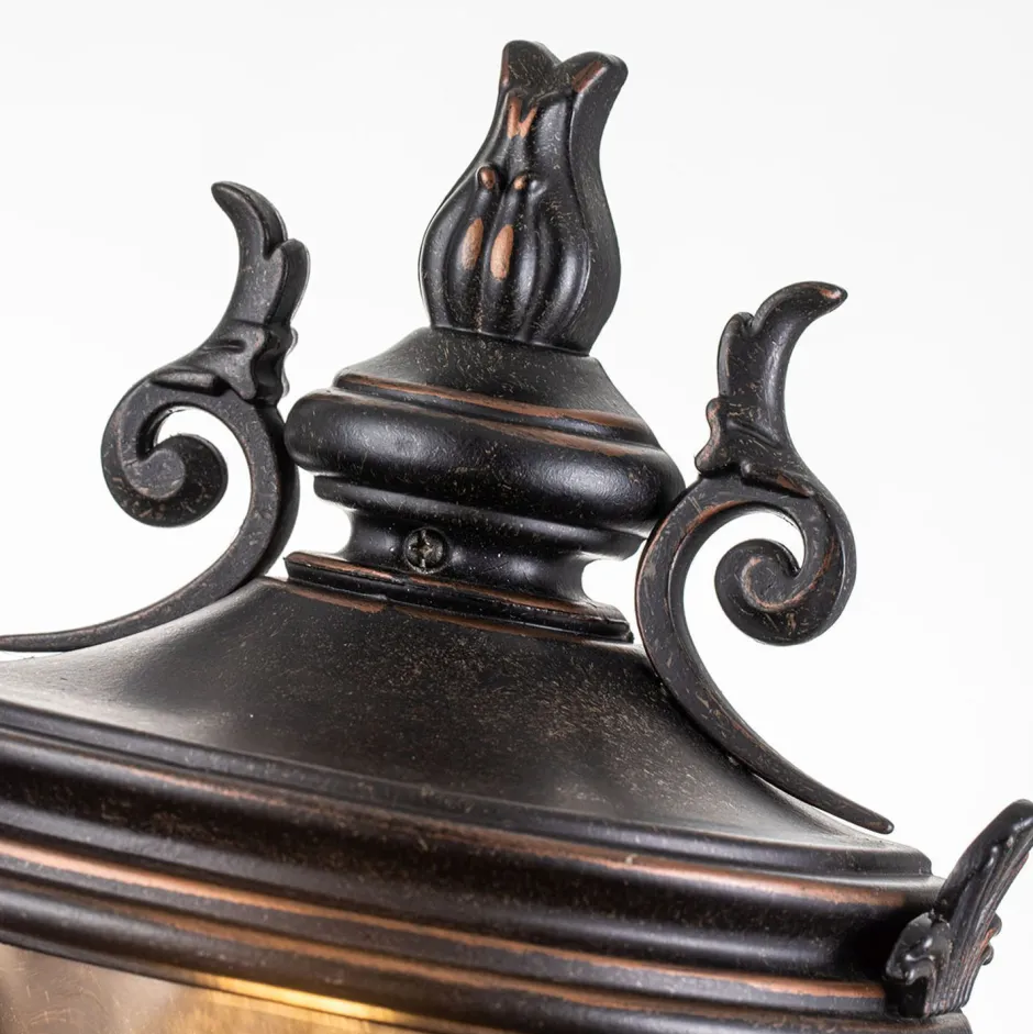 Glaslampen|Metall Lampen*Elstead Wandleuchte außen Rauchglas Aluminium IP44 H: 43,2 cm