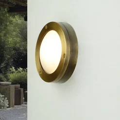 Lido Wandleuchte Außen rostfreies Messing G9 Haus AGIA< Rustikale Lampen|Metall Lampen