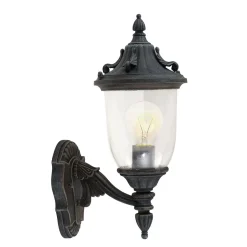 Außenleuchten Antik|Außenwandleuchten*Elstead Wandleuchte außen Schwarz Grün antik Aluminium Glas IP44