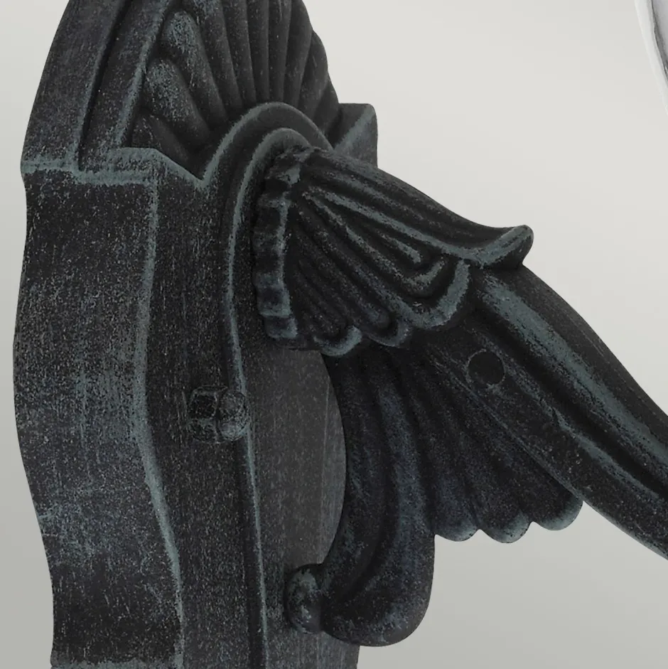 Außenleuchten Antik|Außenwandleuchten*Elstead Wandleuchte außen Schwarz Grün antik Aluminium Glas IP44