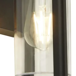 Metall Lampen|Moderne Außenleuchten*Searchlight Wandleuchte außen Schwarz matt Klar IP44 H: 27 cm