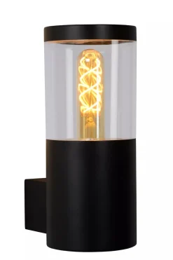 Außenwandleuchten|Metall Lampen* Wandleuchte Außen Stahl Schwarz IP44 H:23 cm E27 Balkon