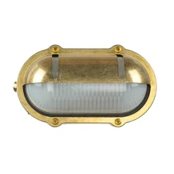 Lido Wandleuchte Außen Terrasse Messing oval Maritim< Metall Lampen|Messinglampen