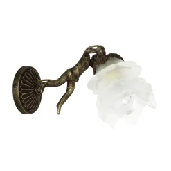 Giovanni Battista Wandleuchte aus Echt-Messing Antik Bronze Putti< Wandleuchten|Esszimmer Lampen