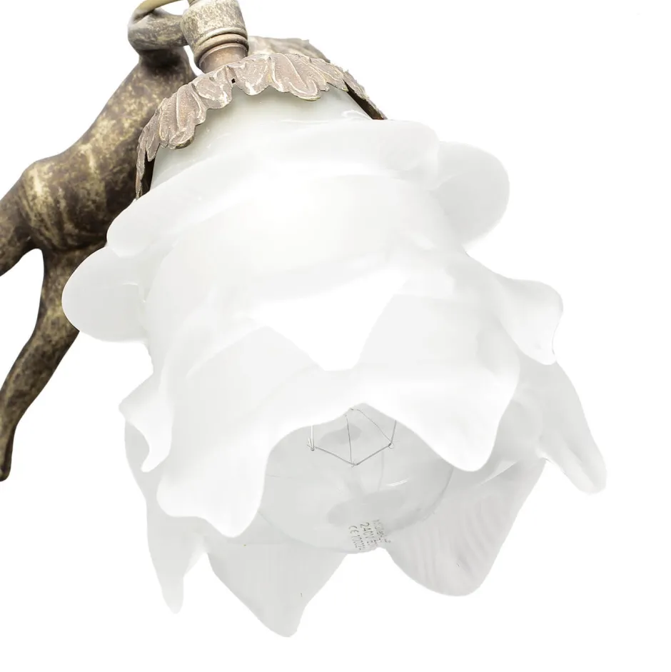 Giovanni Battista Wandleuchte aus Echt-Messing Antik Bronze Putti< Wandleuchten|Esszimmer Lampen