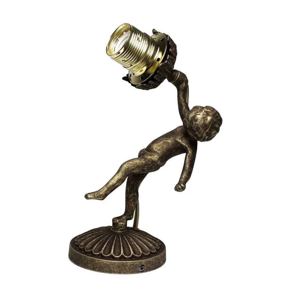 Giovanni Battista Wandleuchte aus Echt-Messing Antik Bronze Putti< Wandleuchten|Esszimmer Lampen