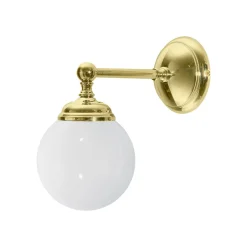 Giovanni Battista Wandleuchte Bad B: 12 cm Kugelschirm Glas Messing E14< Wandleuchten|Badezimmer Lampe