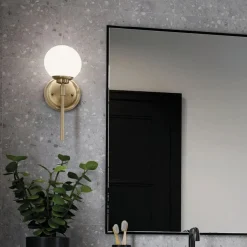 Wandleuchten|Metall Lampen*Elstead Wandleuchte Bad Kugelschirm H: 34,8 cm mit LED G9 3000K