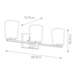 Wandleuchten|Badezimmer Lampe*Elstead Wandleuchte Bad LED G9 IP44 3000 K Glas Metall B: 58,4 cm