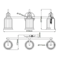 Wandleuchten|Badezimmer Lampe*Elstead Wandleuchte Badezimmer 61 cm lang mit 3x G9 LED 3000 K