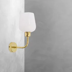 Wandleuchten|Badezimmer Lampe*Giovanni Battista Wandleuchte Badezimmer H: 28,5 cm Messing Glas E27 TALIS