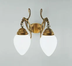 Berliner Messingleuchten Wandleuchte Berliner Messing Glas E27 T:25 cm 2-flammig< Wohnzimmerlampen|Küchenlampen