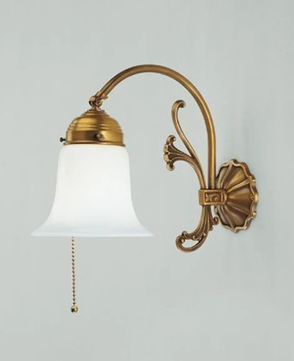 Berliner Messingleuchten Wandleuchte Berliner Messing Glas E27 mit Zugschalter< Wohnzimmerlampen|Metall Lampen
