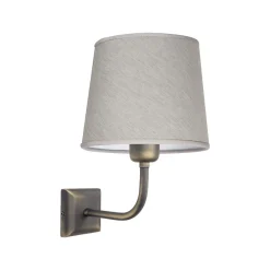 Wandleuchten|Schlafzimmer Lampen*Giovanni Battista Wandleuchte E27 in Bronze matt Beige Stoff Echt-Messing