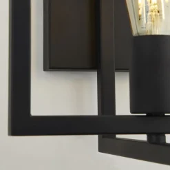 Wandleuchten|Flurlampen*Searchlight Wandleuchte E27 Schwarz Metall Retro Design DEAN