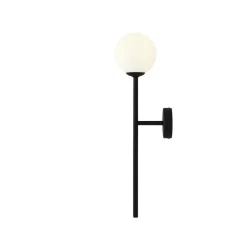 ALDEX Wandleuchte E14 Schwarz Weiß Glaskugel satiniert< Wandleuchten|Badezimmer Lampe