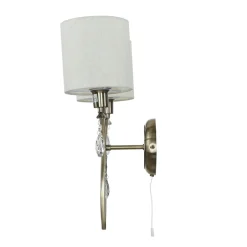 Searchlight Wandleuchte 2-flammig in Messing Antik Natur E14 Stoff< Wohnzimmerlampen|Glaslampen