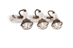 Wohnzimmerlampen|Keramiklampen*Ferroluce Wandleuchte 2-flammig Weiß Braun Keramik Metall