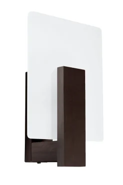 Glaslampen|Holzlampen*Sollux Wandleuchte Glas Holz blendarm E14 Weiß Wenge wohnlich