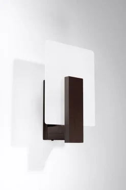 Glaslampen|Holzlampen*Sollux Wandleuchte Glas Holz blendarm E14 Weiß Wenge wohnlich