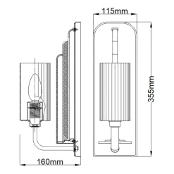 Wandleuchten|Metall Lampen*Elstead Wandleuchte Glas Metall E14 35,5 cm hoch Jugendstil