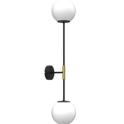 Luminex Wandleuchte Glas Metall E27 H:80 cm 2-flammig Kugeln< Wandleuchten|Messinglampen