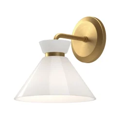 Wandleuchten|Küchenlampen*Elstead Wandleuchte Glas Metall H: 22,2 cm in Gold Weiß Retro