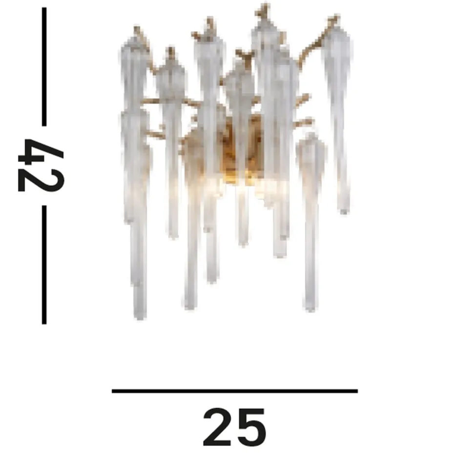 Searchlight Wandleuchte Glas Metall in Gold H:42 cm G9 2-flammig< Wohnzimmerlampen|Metall Lampen