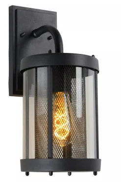 Wandleuchte Glas Metall Schwarz IP23 E27 Garten Haustür< Außenwandleuchten|Moderne Außenleuchten