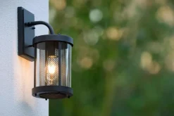 Wandleuchte Glas Metall Schwarz IP23 E27 Garten Haustür< Außenwandleuchten|Moderne Außenleuchten