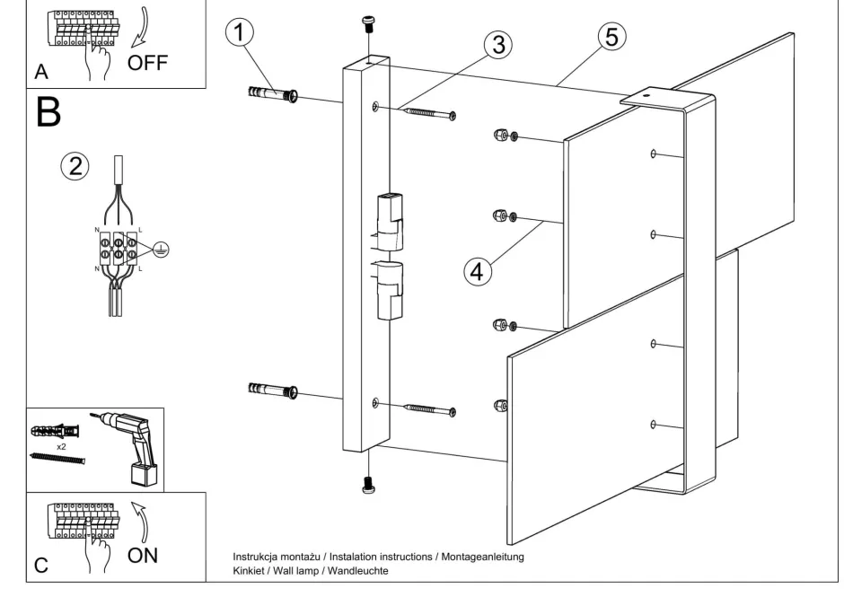 Wandleuchten|Flurlampen*Sollux Wandleuchte Glas Metall Weiß 2x G9 blendarm dekorativ