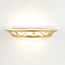 Easylight Wandleuchte Glas Schirm in Weiß Messing< Wandleuchten|Flurlampen