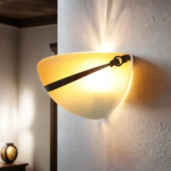 Elstead Wandleuchte Glas Schirm Orange Bronze Rustikal innen< Wandleuchten|Flurlampen