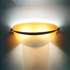 Elstead Wandleuchte Glas Schirm Orange Bronze Rustikal innen< Wandleuchten|Flurlampen