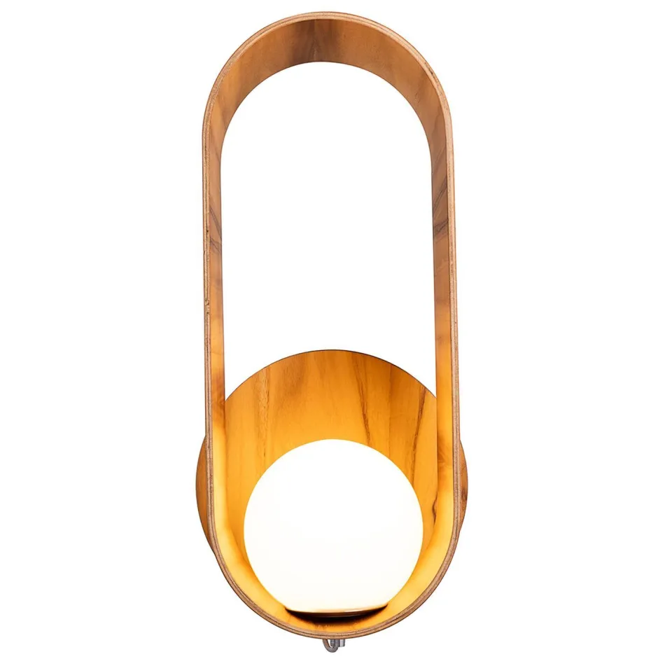 Elstead Wandleuchte Glas Teakholz Furnier E27 H: 52,5 cm blendarm< Flurlampen|Wohnzimmerlampen