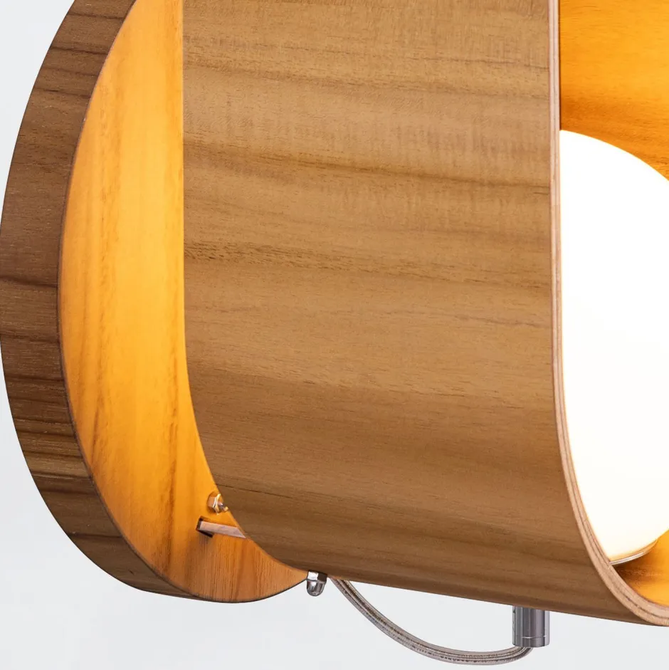 Elstead Wandleuchte Glas Teakholz Furnier E27 H: 52,5 cm blendarm< Flurlampen|Wohnzimmerlampen