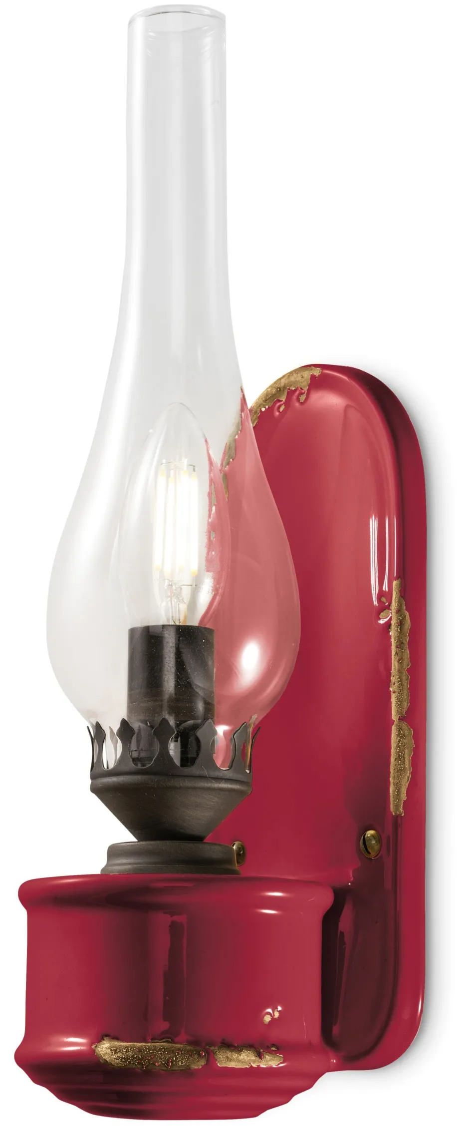 Wohnzimmerlampen|Glaslampen*Ferroluce Wandleuchte Handarbeit Glas H: 33 cm Bordeaux Shabby Antik