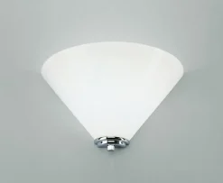 Flurlampen|Wohnzimmerlampen*Berliner Messingleuchten Wandleuchte in Chrom Weiß Echt-Messing Glas G9 blendarm