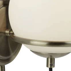 Searchlight Wandleuchte in Messing Antik Weiß E14 Glas Metall XATIVA< Wandleuchten|Rustikale Lampen