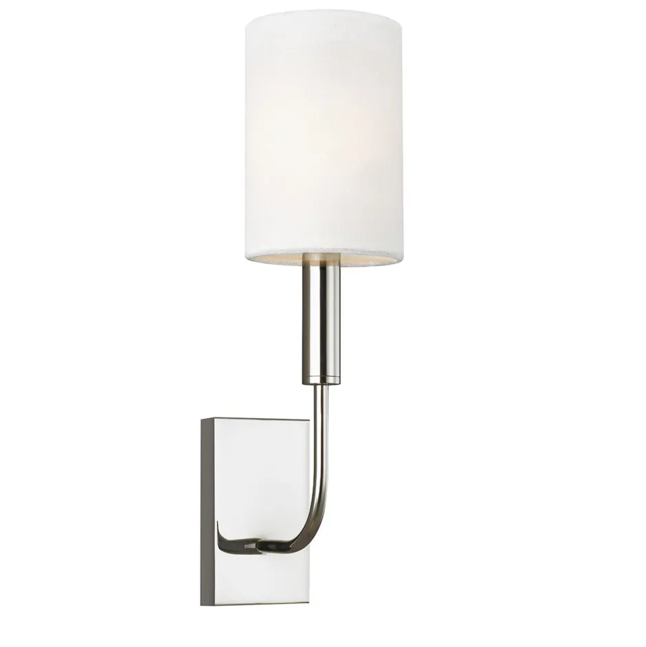 Elstead Wandleuchte in Nickel Weiß Metall Stoff E14 Jugendstil< Wandleuchten|Stofflampen