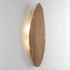Wandleuchten|Flurlampen*TK Lighting Wandleuchte indirekt Holz H: 69 cm Blatt Natur Design 4x G9