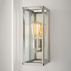 Wandleuchten|Flurlampen*Elstead Wandleuchte innen Glas Metall eckig Modern in Nickel