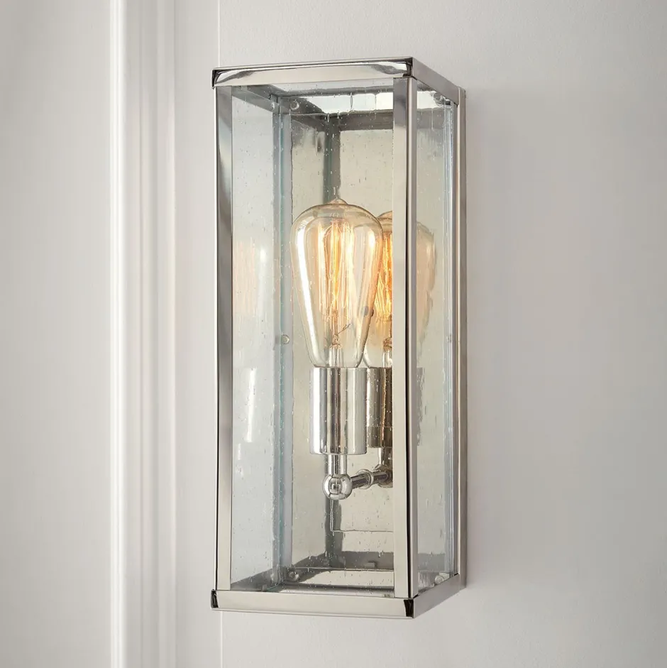 Wandleuchten|Flurlampen*Elstead Wandleuchte innen Glas Metall eckig Modern in Nickel