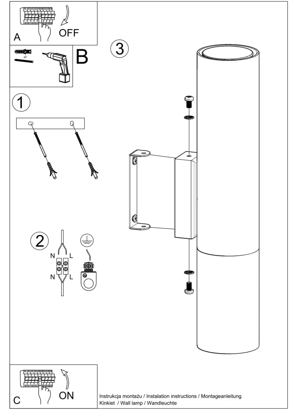 Moderne Lampen|Küchenlampen*Sollux Wandleuchte innen Schwarz Gold Up Down H: 29 cm Metall