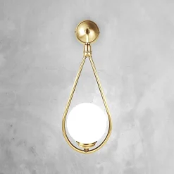 Giovanni Battista Wandleuchte Jugendstil H: 44 cm Messing Glas in Bronze Weiß< Wandleuchten|Badezimmer Lampe